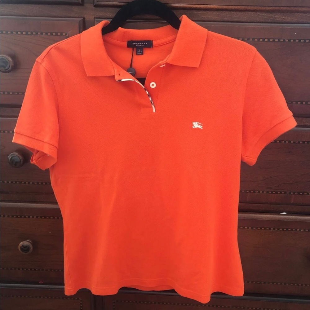 Burberry Orange Polo Top